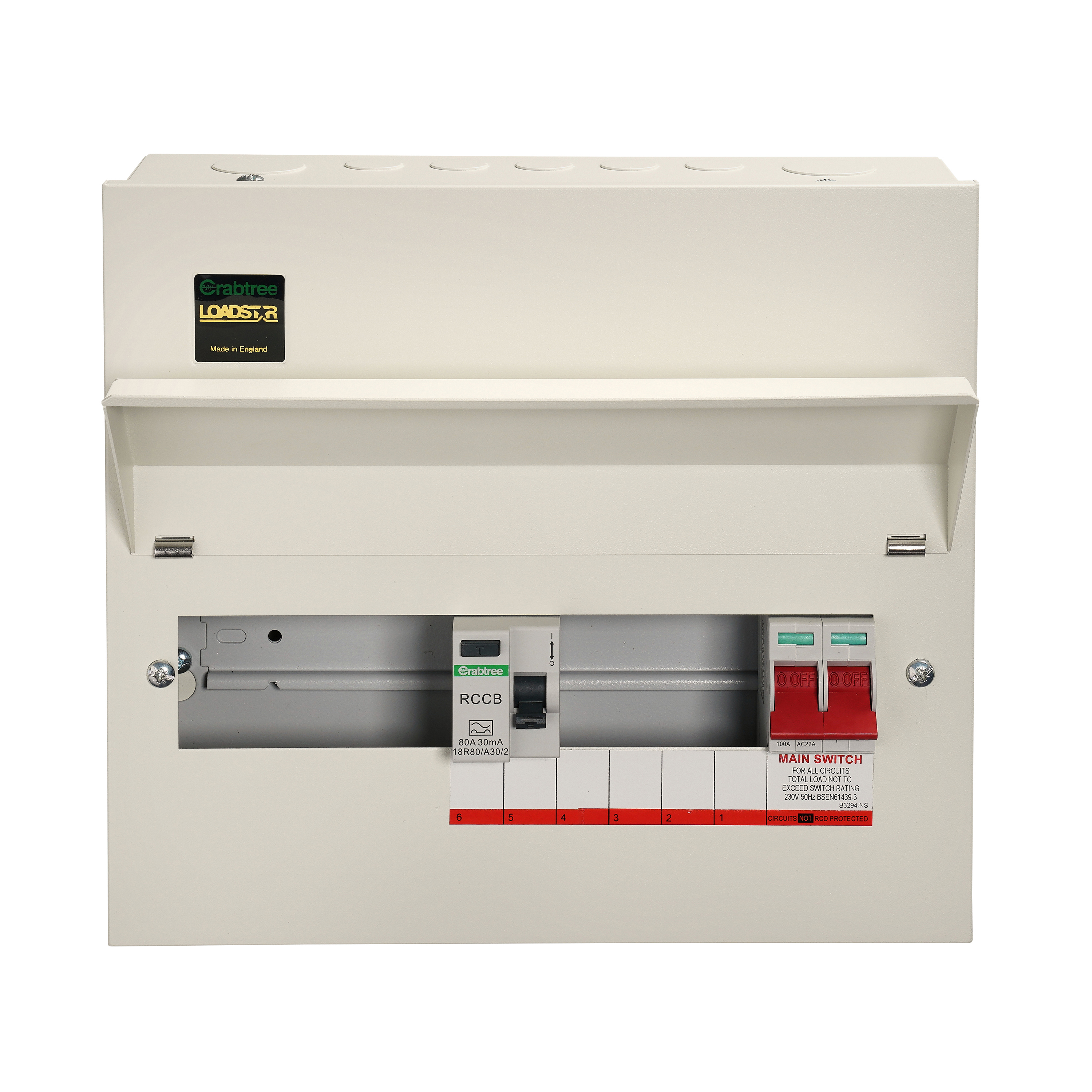 9 Way Split Load Consumer Unit 100A Main Switch, 80A 30mA RCD, Flexible Configuration