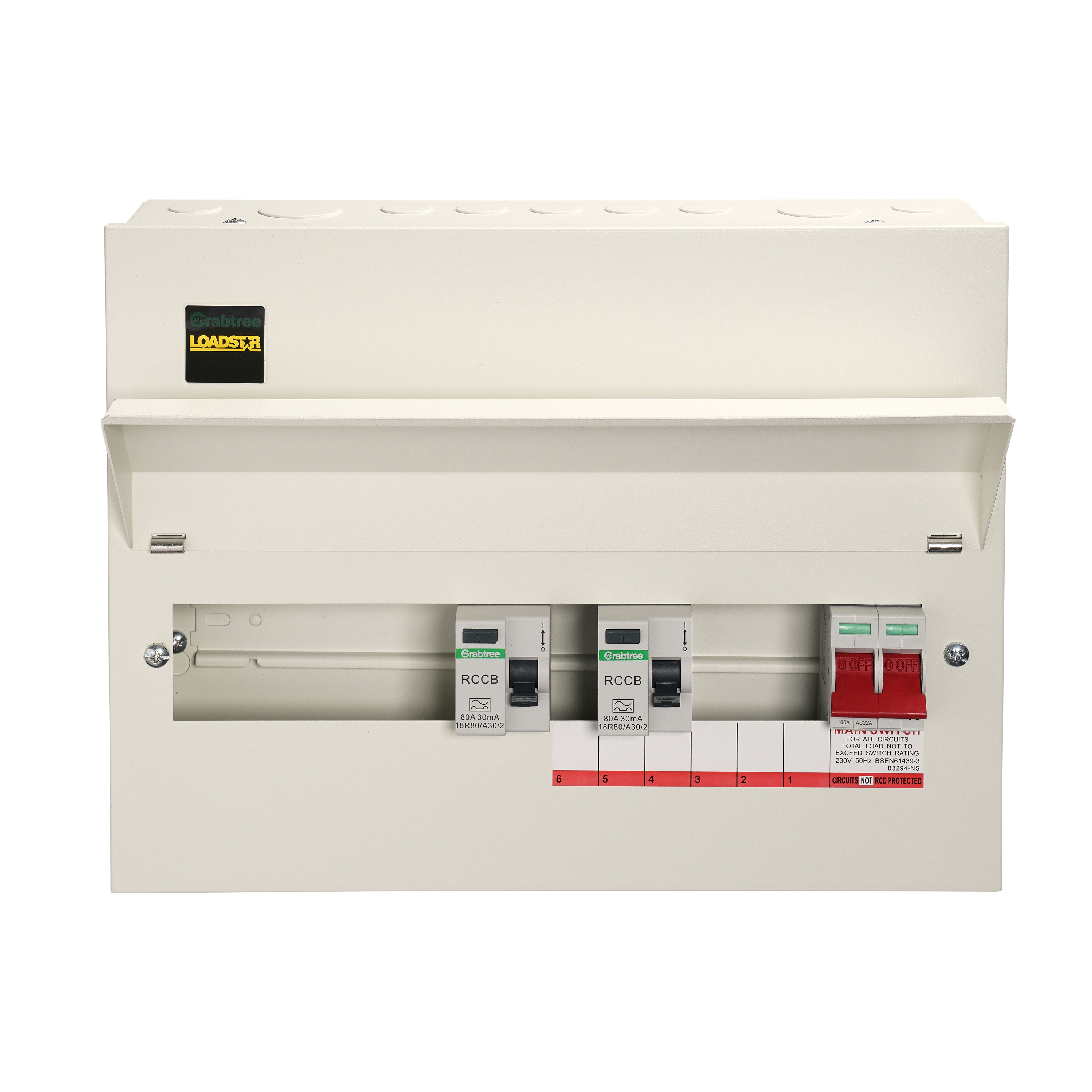 10 Way High Integrity Consumer Unit 100A Main Switch, 80A 30mA RCDs, Flexible Configuration 
