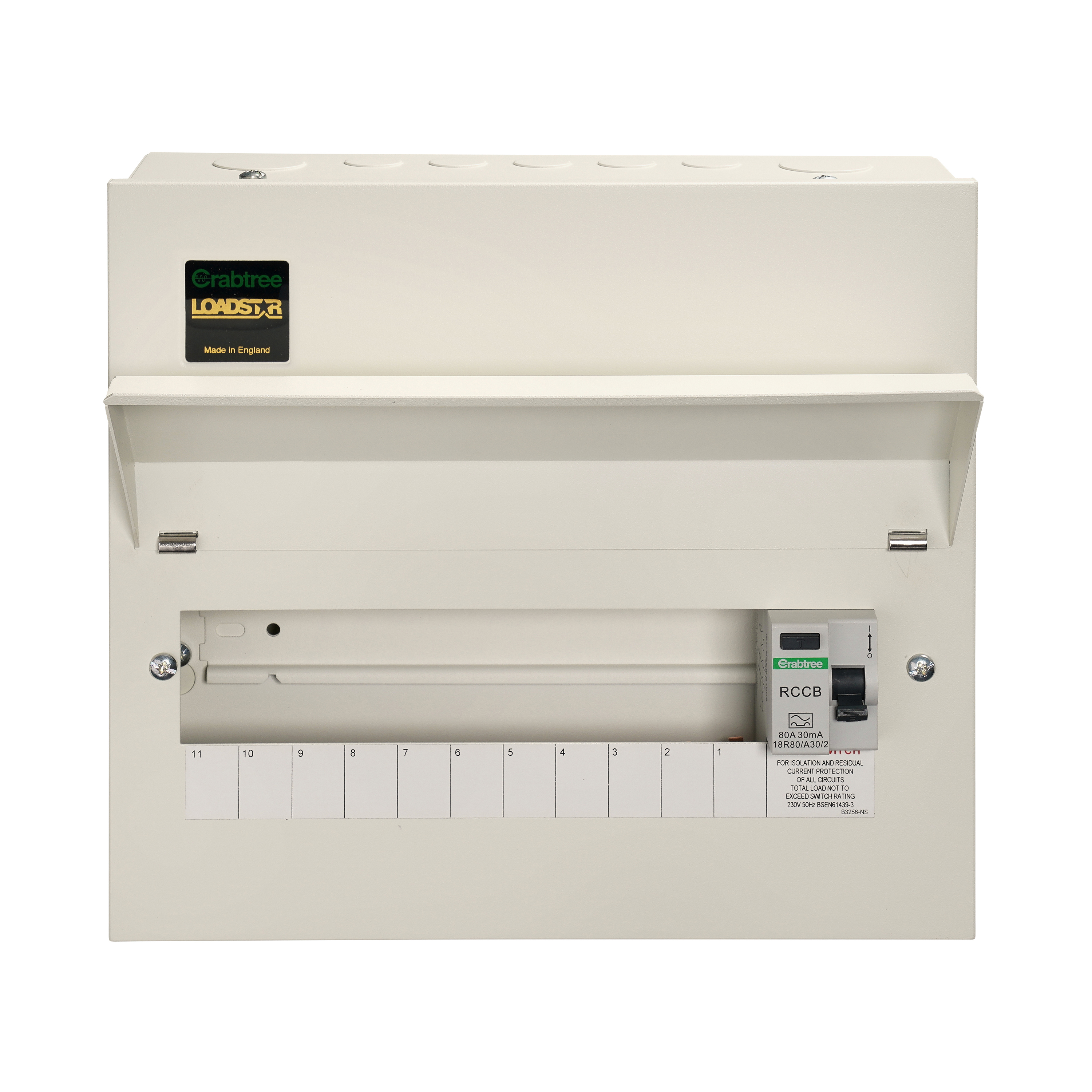 11 Way Consumer Unit RCD Incomer 80A 30mA, Flexible Configuration
